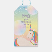 Magische Regenboog Eenhoorn Meisje Verjaardagsfees Cadeaulabel (Achterkant)