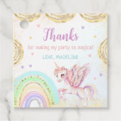 Magische regenboog eenhoorn roze gouden verjaardag bedankjes labels (Voorkant)