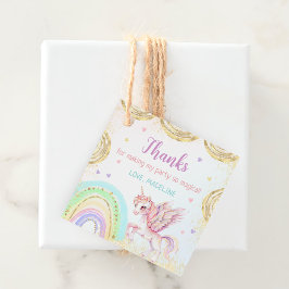 Magische regenboog eenhoorn roze gouden verjaardag bedankjes labels