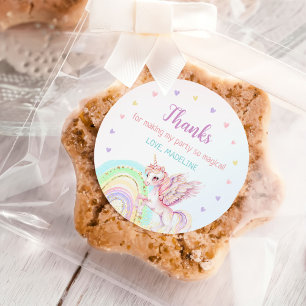 Magische regenboog eenhoorn roze gouden verjaardag ronde sticker