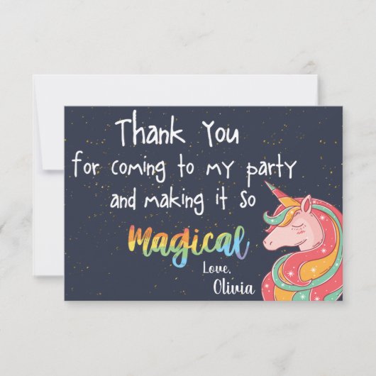 Magische Regenboog Eenhoorn Sparkle Verjaardag Bedankkaart (Voorkant)