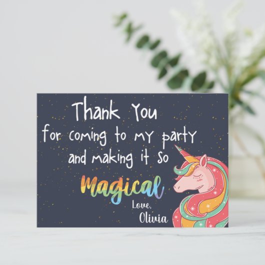 Magische Regenboog Eenhoorn Sparkle Verjaardag Bedankkaart (Staand voorkant)