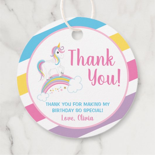 Magische regenboog eenhoorn verjaardag dank u bedankjes labels (Achterkant)