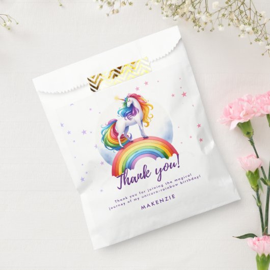 Magische Regenboog Eenhoorn Verjaardag Dank u kaar Bedankzakje (Gezegeld)