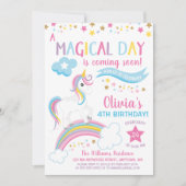 Magische Regenboog Eenhoorn Verjaardagsuitnodiging Kaart (Voorkant)