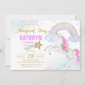 Magische Regenboog Eenhoorn Verjaardagsuitnodiging Kaart (Voorkant)