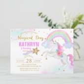 Magische Regenboog Eenhoorn Verjaardagsuitnodiging Kaart (Staand voorkant)