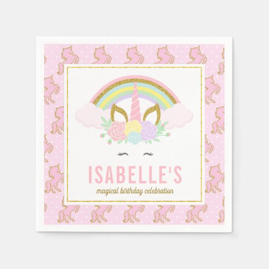 Magische regenboog en eenhoorn servetten (Voorkant)