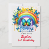 Magische Regenboog en vlinders - Verjaardagsfeest Kaart (Voorkant)