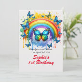 Magische Regenboog en vlinders - Verjaardagsfeest Kaart (Staand voorkant)