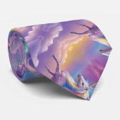 Magische Regenboog Glitter Witte Eenhoorn Sparkles Stropdas (Opgerold)