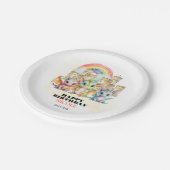 Magische Regenboog Kasteel Schattigee Baby Draken  Papieren Bordje (Gekanteld)