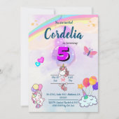 Magische Regenboog levendige Eenhoorn 5e Verjaarda Kaart (Voorkant)