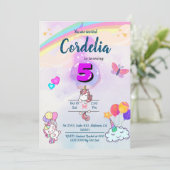 Magische Regenboog levendige Eenhoorn 5e Verjaarda Kaart (Staand voorkant)