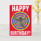 Magische regenboog luiaard verjaardag kaart (Gele Bloem)