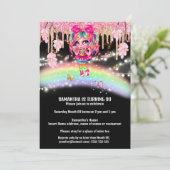 Magische regenboog meisje fantasie glitter lichten kaart (Staand voorkant)
