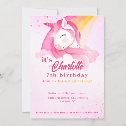 Magische Regenboog Pastel Eenhoorn QR Code verjaar Kaart (Voorkant)