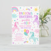 Magische Regenboog Pastel Eenhoorn Verjaardagsfees Kaart (Staand voorkant)