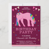 Magische Regenboog Pony Verjaardagsfeestuitnodigin Kaart (Voorkant)