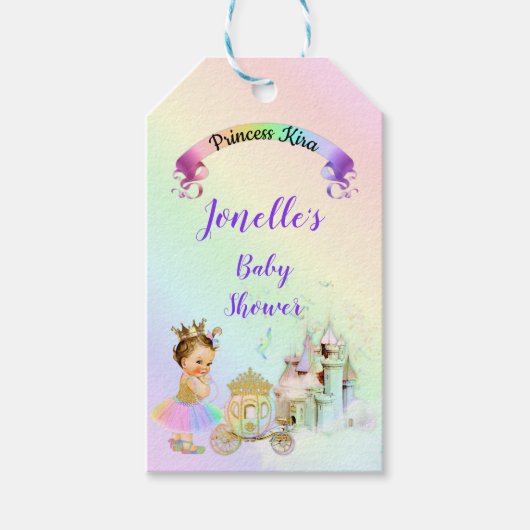 Magische Regenboog Prinsessen Kasteel Koets Cadeaulabel (Voorkant)