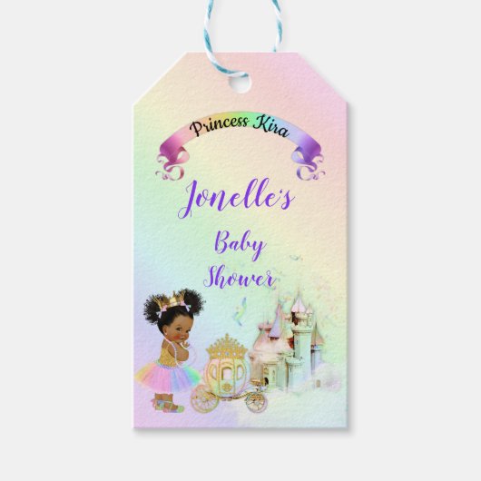 Magische Regenboog Prinsessen Kasteel Koets Cadeaulabel (Voorkant)
