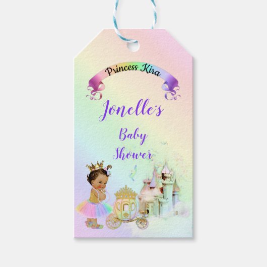 Magische Regenboog Prinsessen Kasteel Koets Cadeaulabel (Voorkant)
