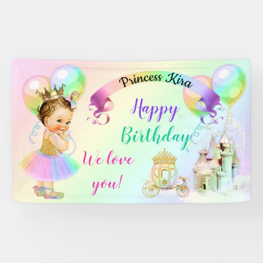 Magische Regenboog Prinsessen Kasteel Koets Spandoek (Horizontaal)
