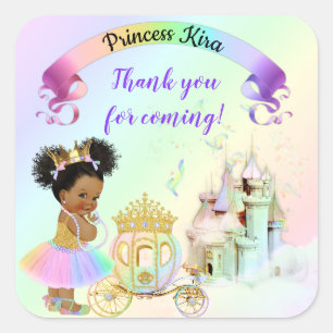 Magische Regenboog Prinsessen Kasteel Koets Vierkante Sticker