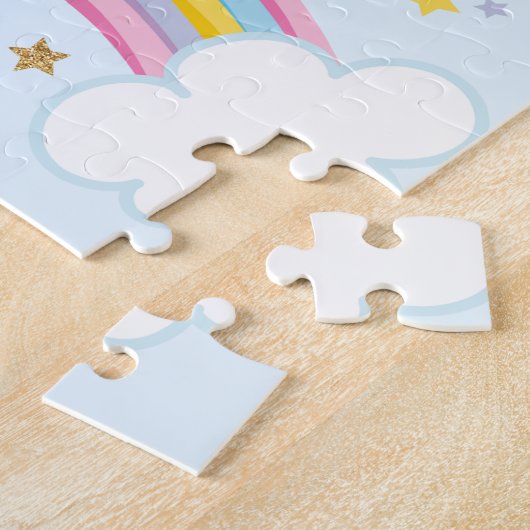 Magische regenboog Unicorn - Aangepaste Kinderen Legpuzzel (Zijkant)