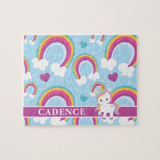 Magische regenboog Unicorn - Aangepaste Kinderen Legpuzzel (Horizontaal)