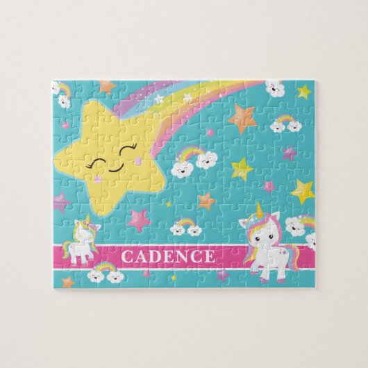 Magische regenboog Unicorn - Aangepaste Kinderen Legpuzzel (Horizontaal)