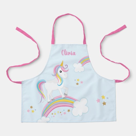 Magische regenboog Unicorn - Aangepaste Kinderen Schort (Voorkant)