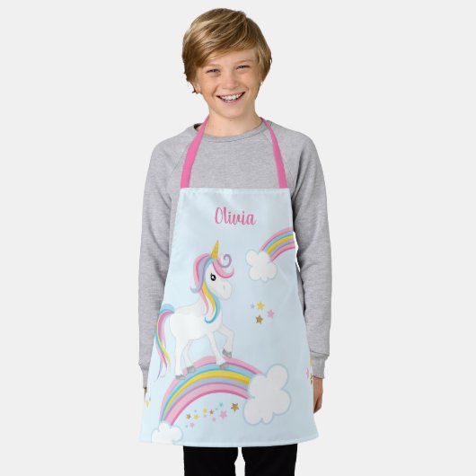 Magische regenboog Unicorn - Aangepaste Kinderen Schort (Gedragen)