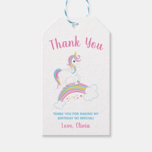 Magische regenboog Unicorn Birthday Cadeaulabel (Voorkant)