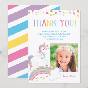 Magische regenboog Unicorn Birthday Foto Flat Bedankkaart
