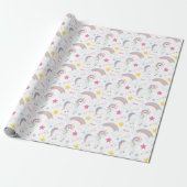Magische regenboog Unicorn Birthday, gepersonalise Cadeaupapier (Uitgerold)