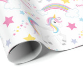 Magische regenboog Unicorn Birthday, gepersonalise Cadeaupapier (Rol Hoek)