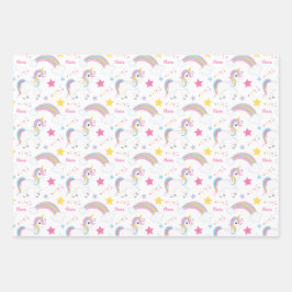 Magische regenboog Unicorn Birthday, gepersonalise Inpakpapier Vel