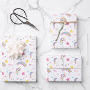 Magische regenboog Unicorn Birthday, gepersonalise Inpakpapier Vel