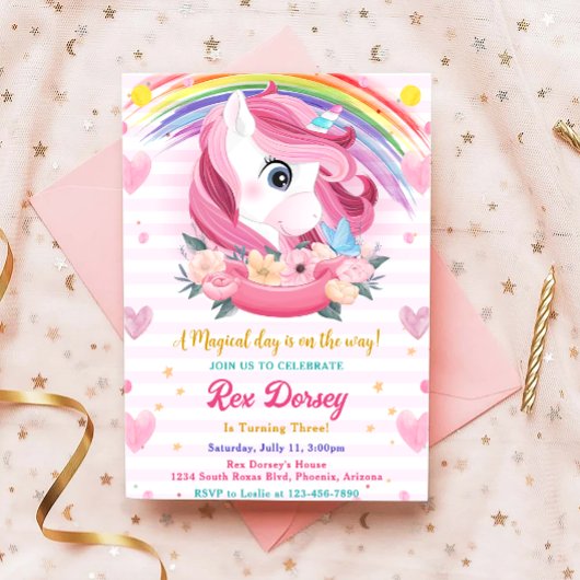 Magische regenboog Unicorn Birthday Kaart