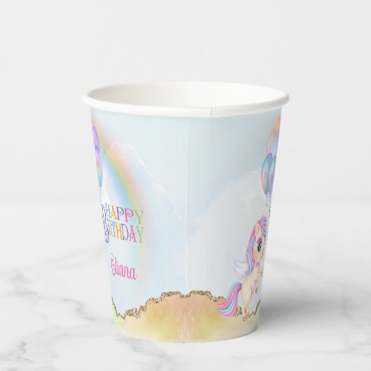 Magische regenboog Unicorn Birthday Papieren Bekers (Rechts)