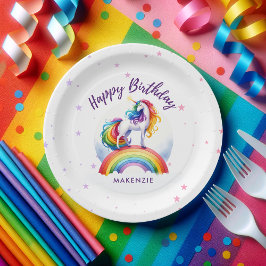 Magische regenboog Unicorn Birthday Papieren Bordje