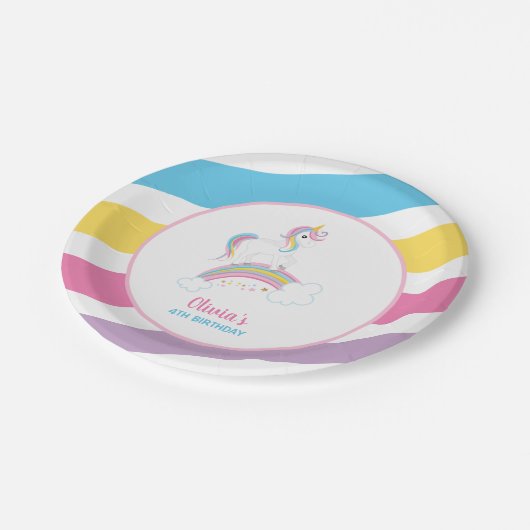 Magische regenboog Unicorn Birthday Papieren Bordje (Gekanteld)