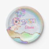 Magische regenboog Unicorn Birthday Papieren Bordje (Voorkant)