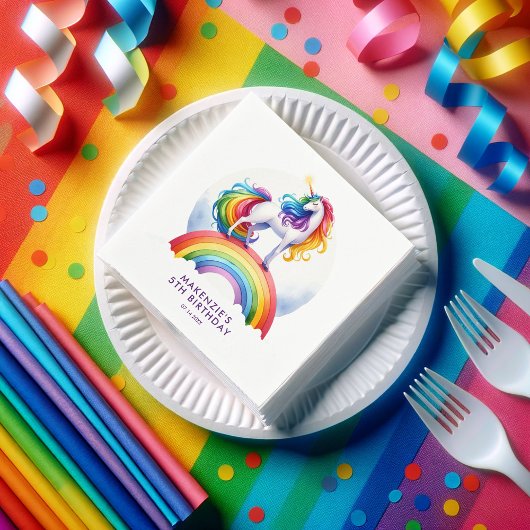 Magische regenboog Unicorn Birthday Servet