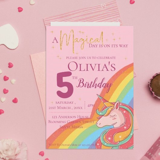 Magische regenboog Unicorn Faux Glitter Birthday Kaart