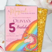 Magische regenboog Unicorn Faux Glitter Birthday Kaart