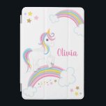 Magische regenboog Unicorn gepersonaliseerd iPad Mini Cover<br><div class="desc">Een schattige eenhoorn schild met sterren en een regenboog. Pas haar naam aan om een leuk cadeau voor een meisje te maken!</div>