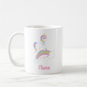 Magische regenboog Unicorn gepersonaliseerd Koffiemok (Links)