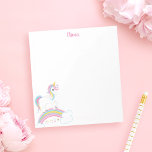 Magische regenboog Unicorn gepersonaliseerd Notitieblok<br><div class="desc">Cute unicorn notitieblok met sterren en een regenboog. Pas haar naam aan om een leuk cadeau voor een meisje te maken!</div>